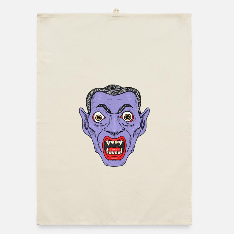 Vampire Devil Face Organic dish towel