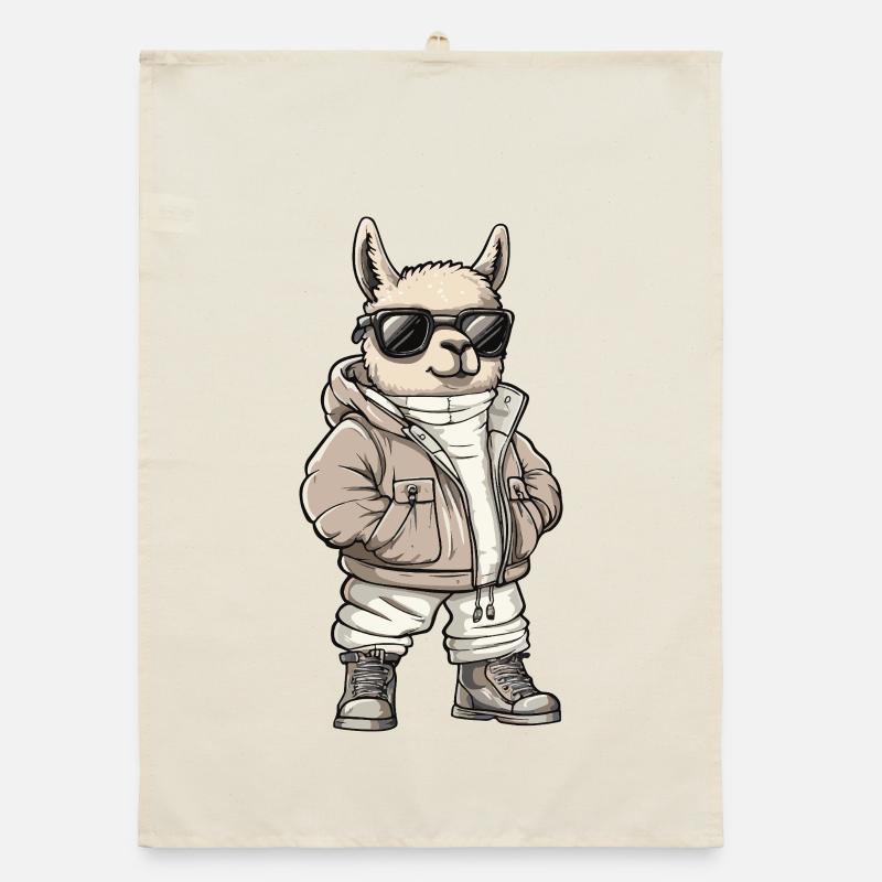 Alpaca Llama Cool Winter Organic dish towel