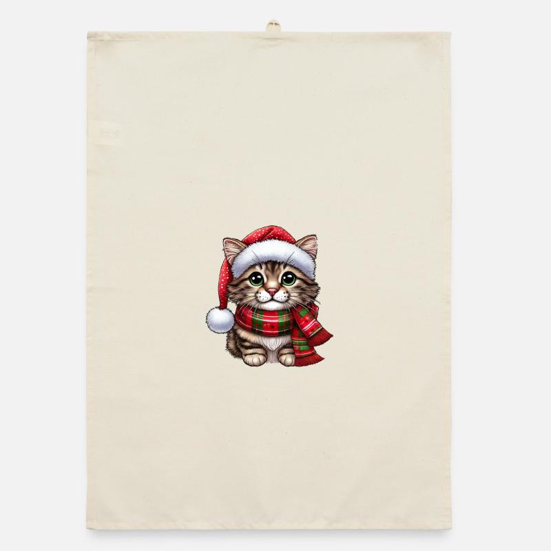 Weihnachtsmann Katze Organic Geschirrtuch