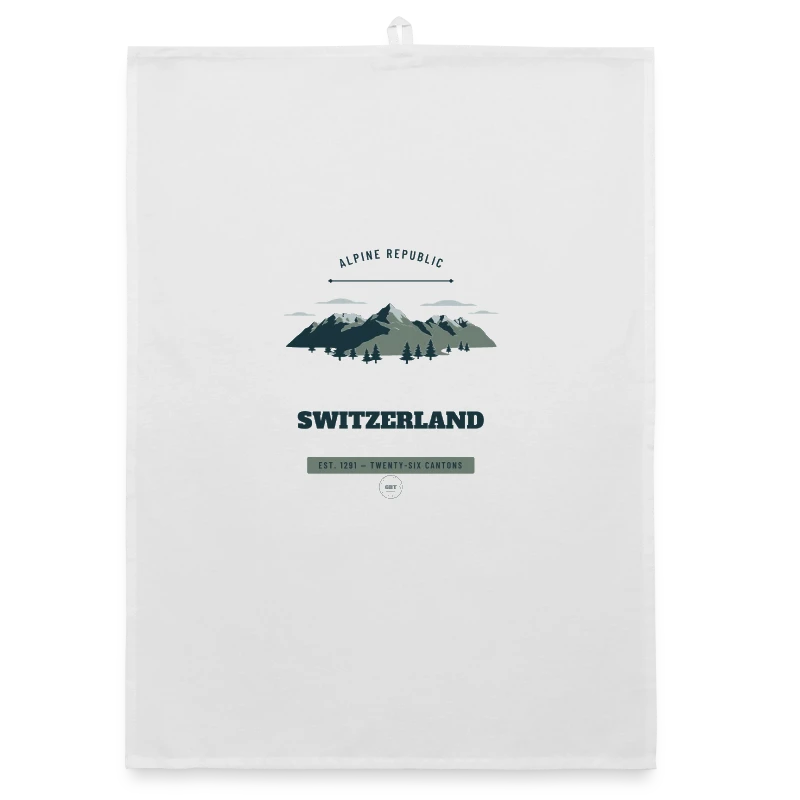 Switzerland-mærke på en organic dish towel