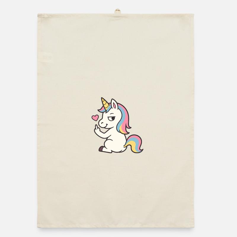 Licorne espiègle au cœur – Déclaration de licorne douce - Torchon bio - nature