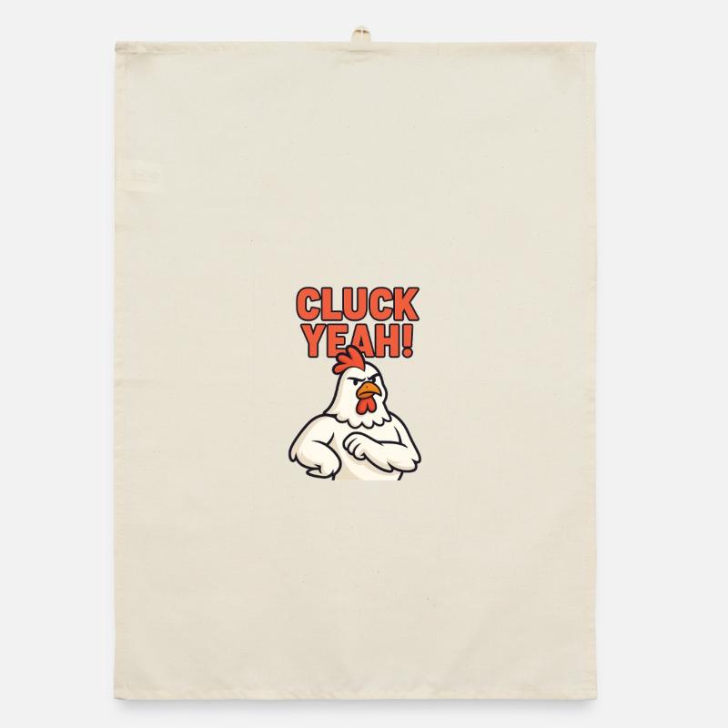 Design expressif du coq 'Cluck Yeah' - Torchon bio - nature