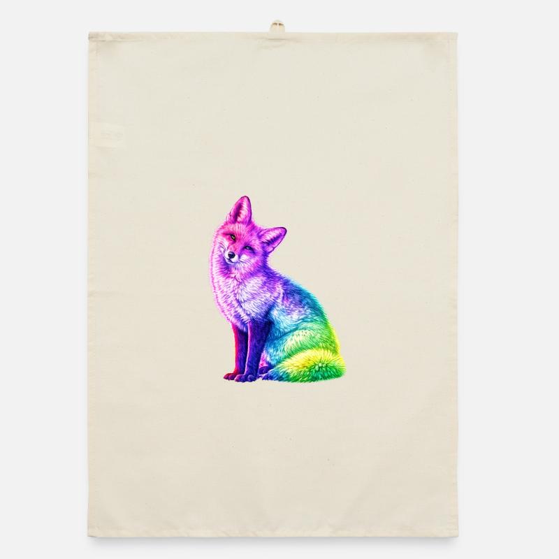 Regenbogenfuchs Farbkunst Organic Geschirrtuch