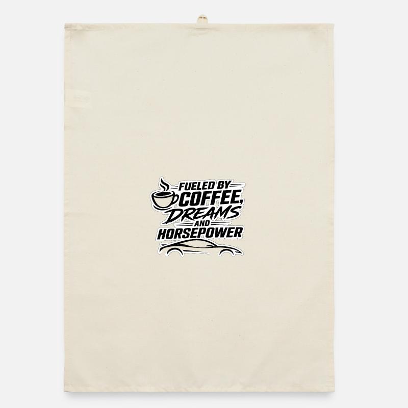 Alimenté par des rêves de café et un char à cheval Torchon bio
