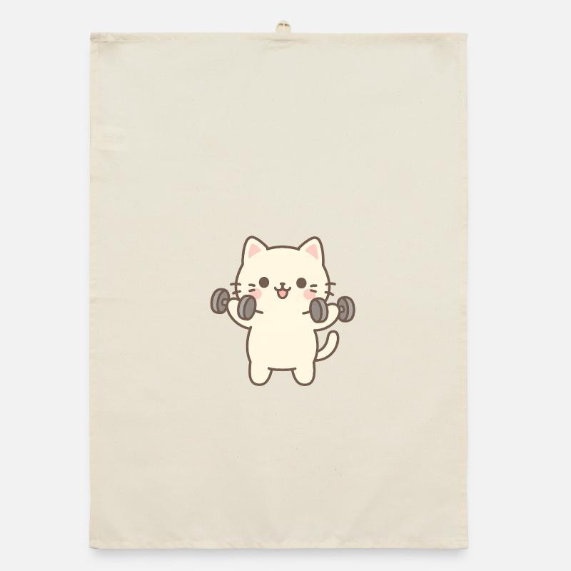 Chaton faisant de la musculation Torchon bio