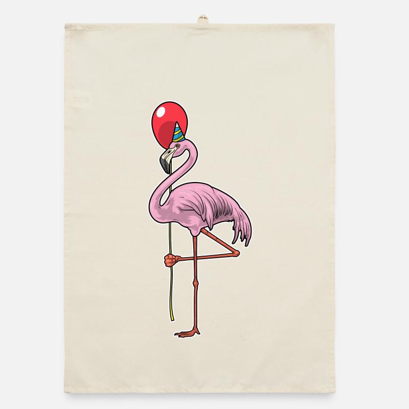 Flamingo Geburtstag Luftballon Organic Geschirrtuch