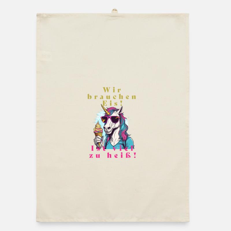 Einhorn Eis vs. Hitze - Organic dish towel - nature