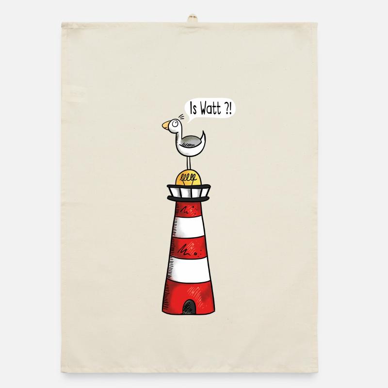 Is Watt Möwe - Nordsee - Leuchtturm - Geschenk - Organic Geschirrtuch - Natur