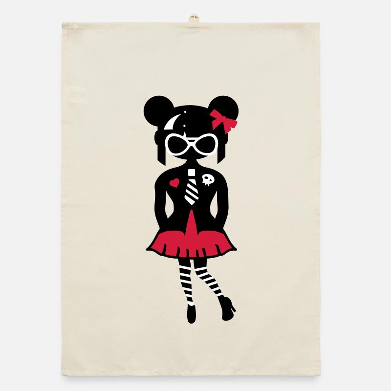 Fille en look anime gothique avec des lunettes de soleil - Torchon bio - nature