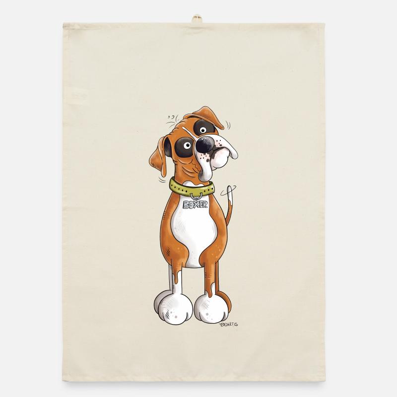 Funny German Boxer Organic dish towel