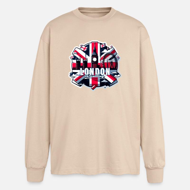 London is calling - Oversized Langarmshirt - Sand