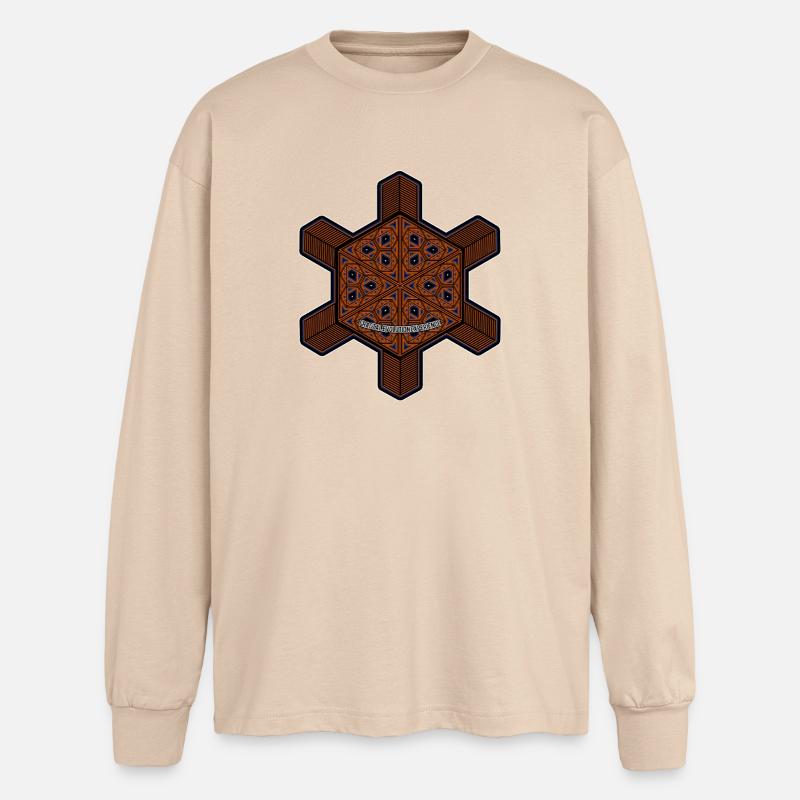 Fraktal Evolution Mandala Goa Psy Rave Festival  - Oversized Langarmshirt  - Sand