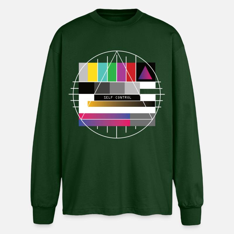 New Retro Test Pattern - Self Control - Oversized Long Sleeve T-Shirt - bottle green
