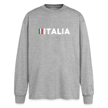 request_image_needed - Oversized Langarmshirt  - Grau meliert - Vorne - AI Model Female 180 light (180cm)