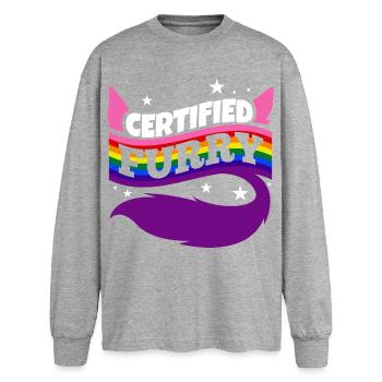 Certified furry - Oversized Long Sleeve T-Shirt - sports grey - Front - AI Model Female 180 light (180cm)