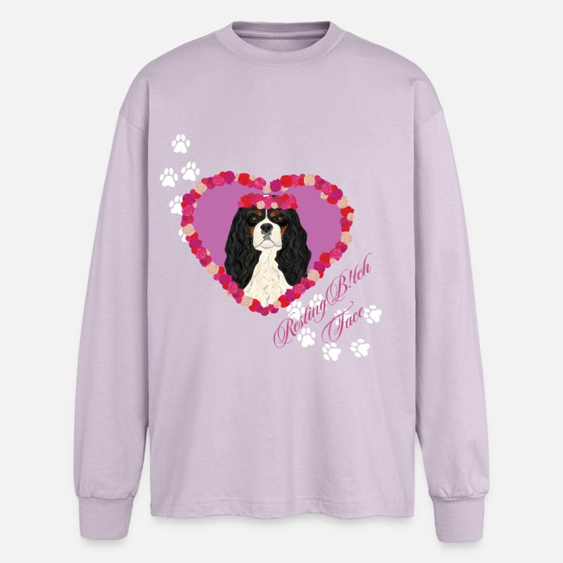 Ruhende B!tch Face Cavalier King - Oversized Langarmshirt  - verblasstes Lila