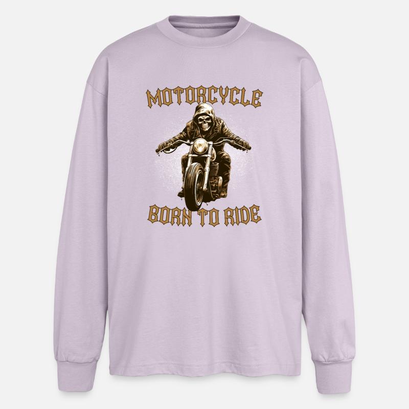 Motorrad Vintage alter Mann Biker - Oversized Langarmshirt - verblasstes Lila