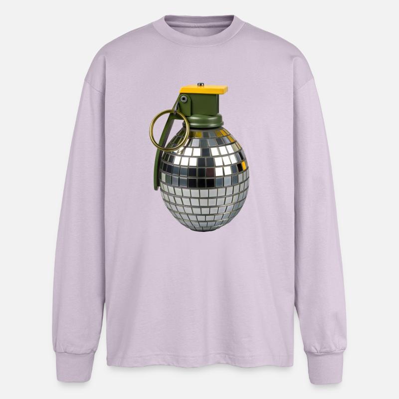 Disco-Granate, Tanzbombe, Party-Detonator, - Oversized Langarmshirt  - verblasstes Lila