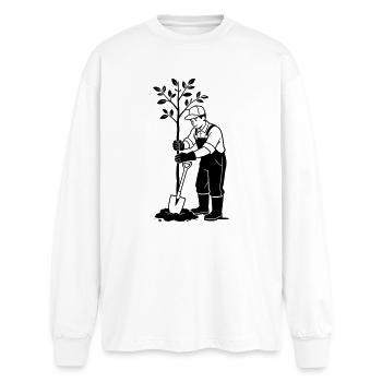 Gärtner - Oversized Langarmshirt  - Weiß - Vorne - AI Model Male 185 light (185cm)