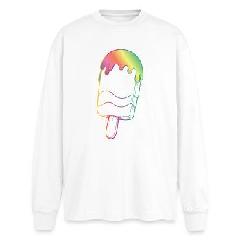 Contour de glace arc-en-ciel style néon - T-shirt manches longues oversize - blanc - Devant - AI Model Male 185 light (185cm)