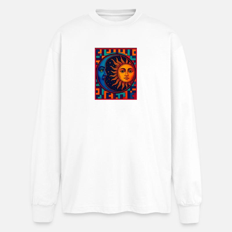 Sonne und Mond Neonprisma - Oversized Langarmshirt  - Weiß