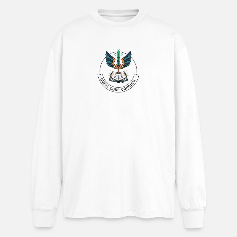 Quest. Code. Conquer Emblem - Oversized Langarmshirt  - Weiß