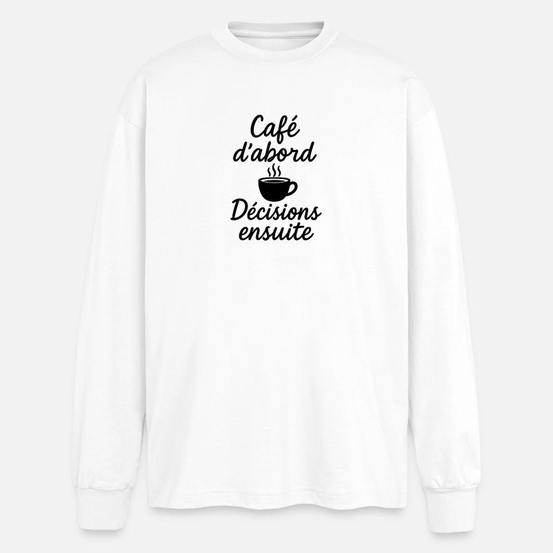 Kaffee erstes Design mit Glühbecher - Oversized Langarmshirt  - Weiß