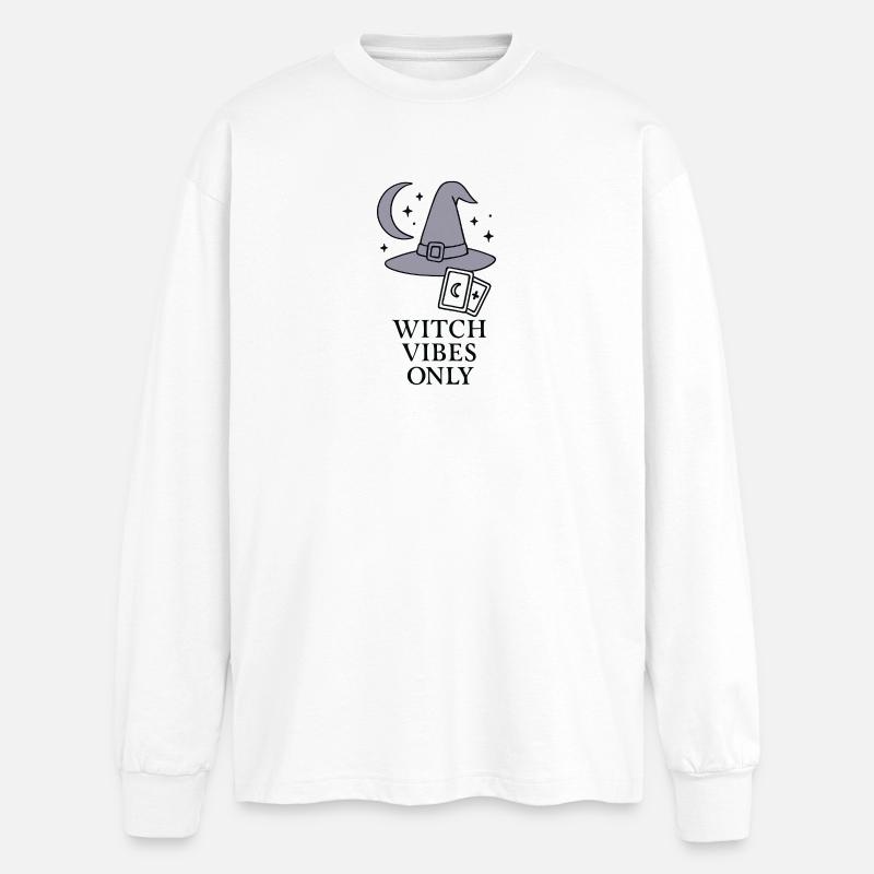 Witches Vibes Moon Hat Pattern - Oversized Long Sleeve T-Shirt - white