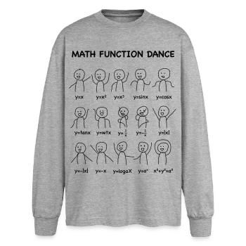 The 'Math Function Dance' (Nerd-Shirt) - Oversized Langarmshirt  - Grau meliert - Vorne - AI Model Female 180 light (180cm)