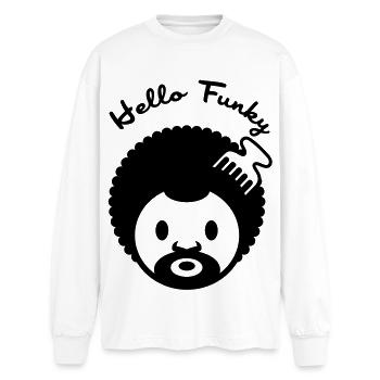 Hallo flippige - Oversized Langarmshirt  - Weiß - Vorne - AI Model Male 185 light (185cm)