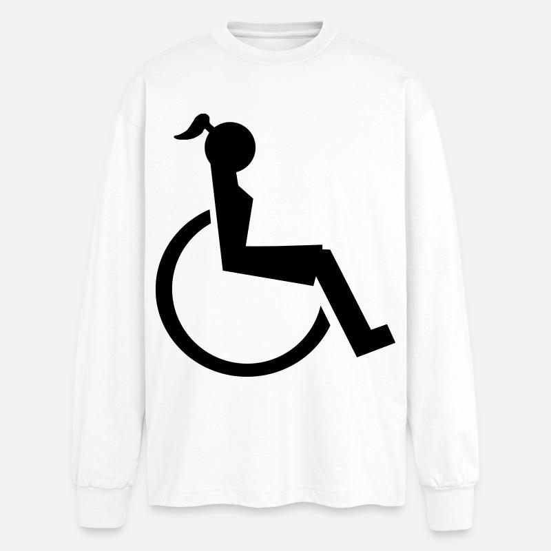 Dame im Rollstuhl Illustration # - Oversized Langarmshirt  - Weiß