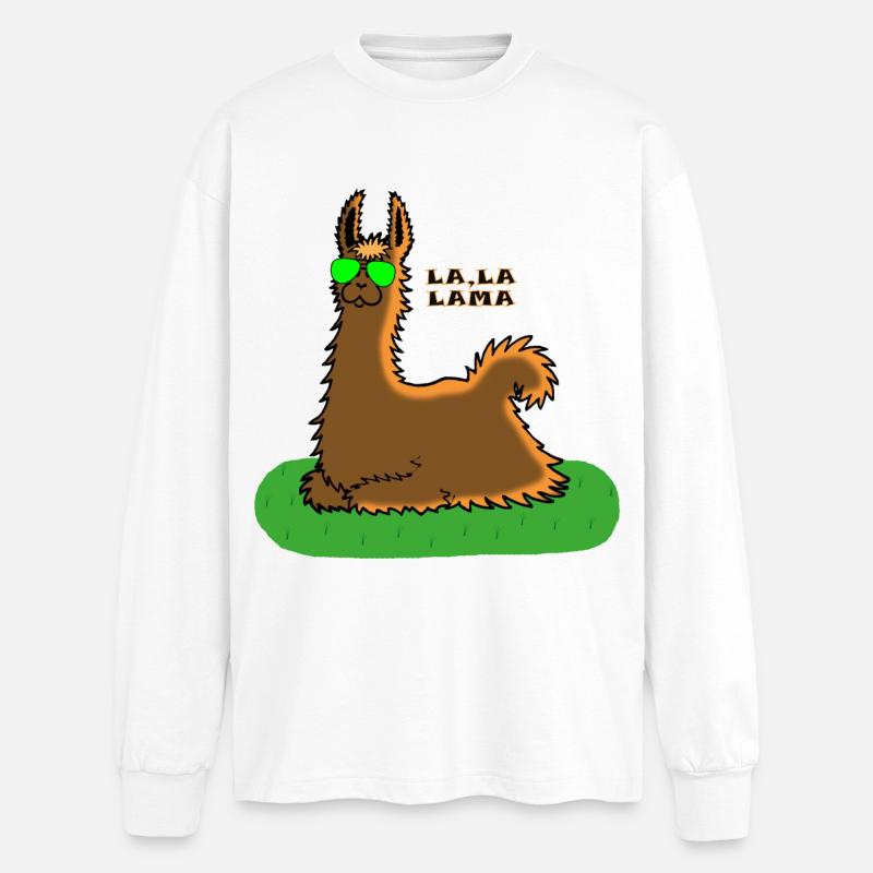 lama - Oversized Langarmshirt  - Weiß