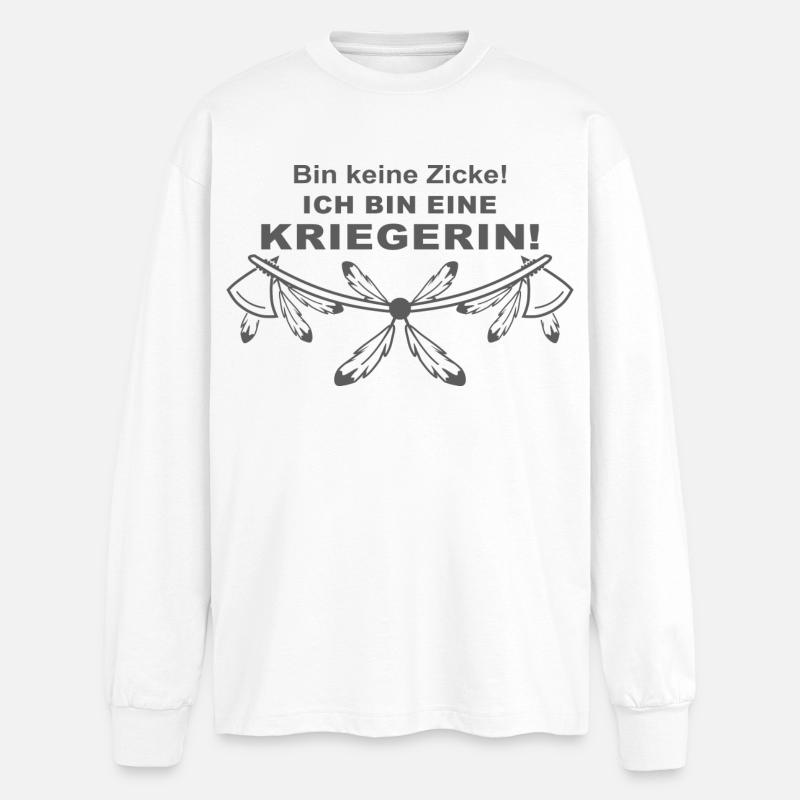 Ich bin eine Kriegerin - Oversized Langarmshirt  - Weiß