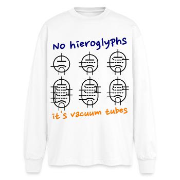 No hieroglyphs, it's vacuum tubes - Oversized Long Sleeve T-Shirt - white - Front - AI Model Male 185 light (185cm)