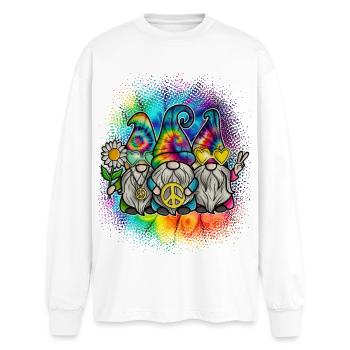 Hippie Gnomes Peace Tie Dye - Oversized Langarmshirt  - Weiß - Vorne - AI Model Male 185 light (185cm)