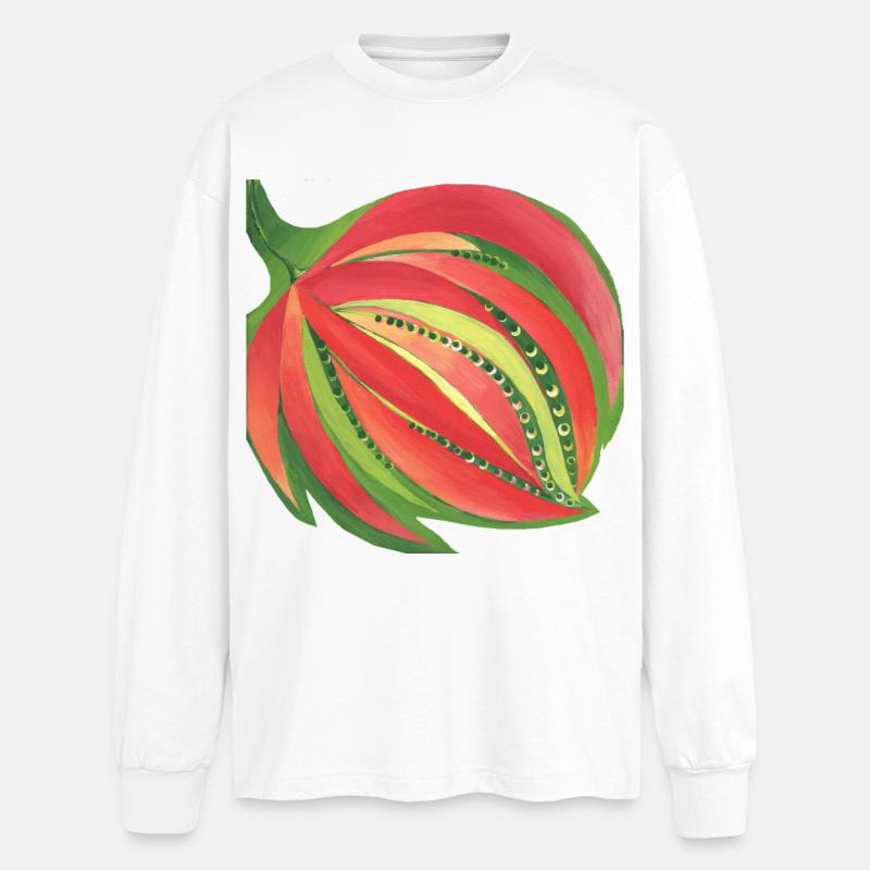 Blume - Oversized Langarmshirt  - Weiß