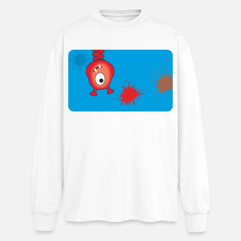 Rotes Monster & Farbkleckse - blau  - Oversized Langarmshirt  - Weiß