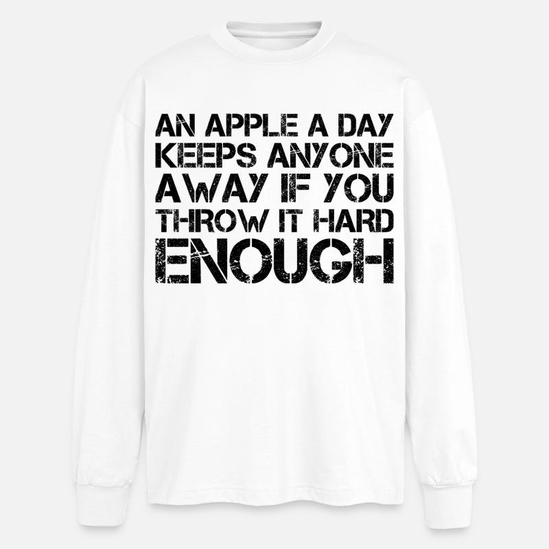 an apple a day keeps anyone away if you throw - Oversized Langarmshirt  - Weiß