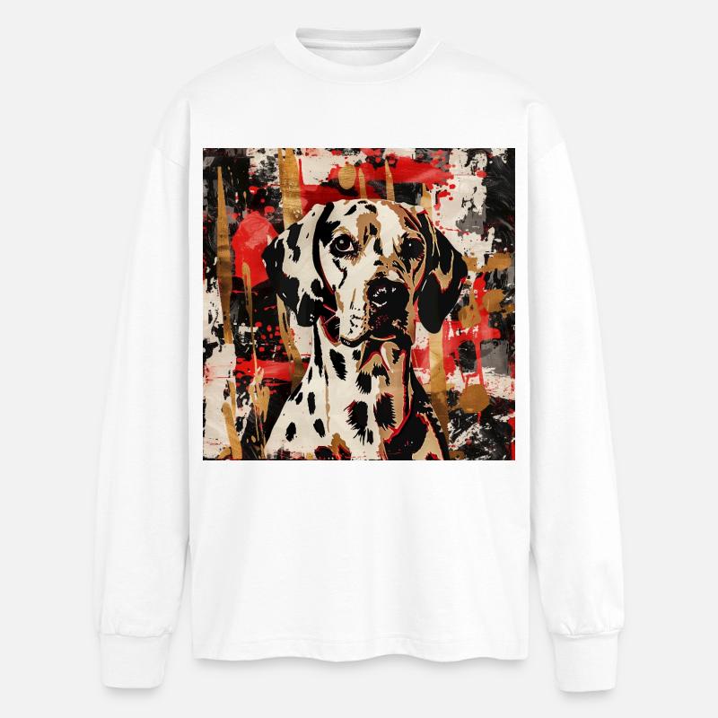 Dalmatiner im abstrakten Farbspiel - Oversized Langarmshirt  - Weiß