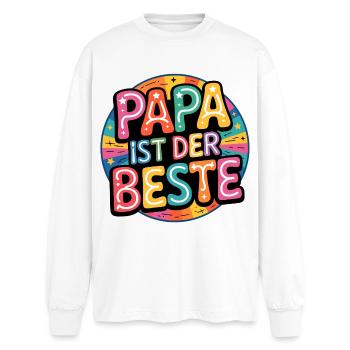 PAPA EST LE MEILLEUR - T-shirt manches longues oversize - blanc - Devant - AI Model Male 185 light (185cm)
