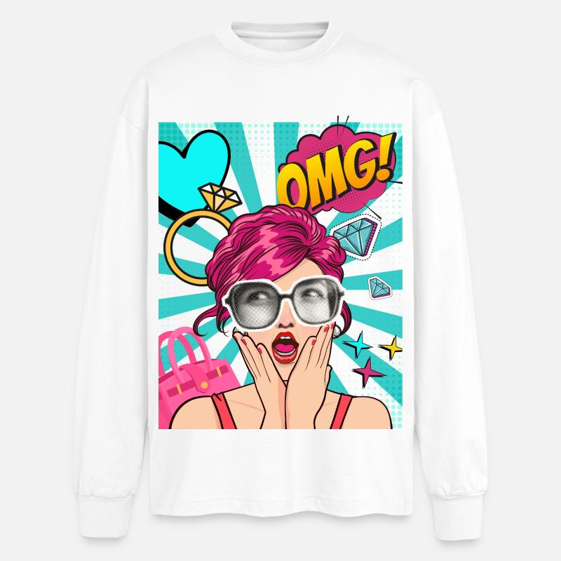 OMG_Pop_Art - Oversized Langarmshirt  - Weiß
