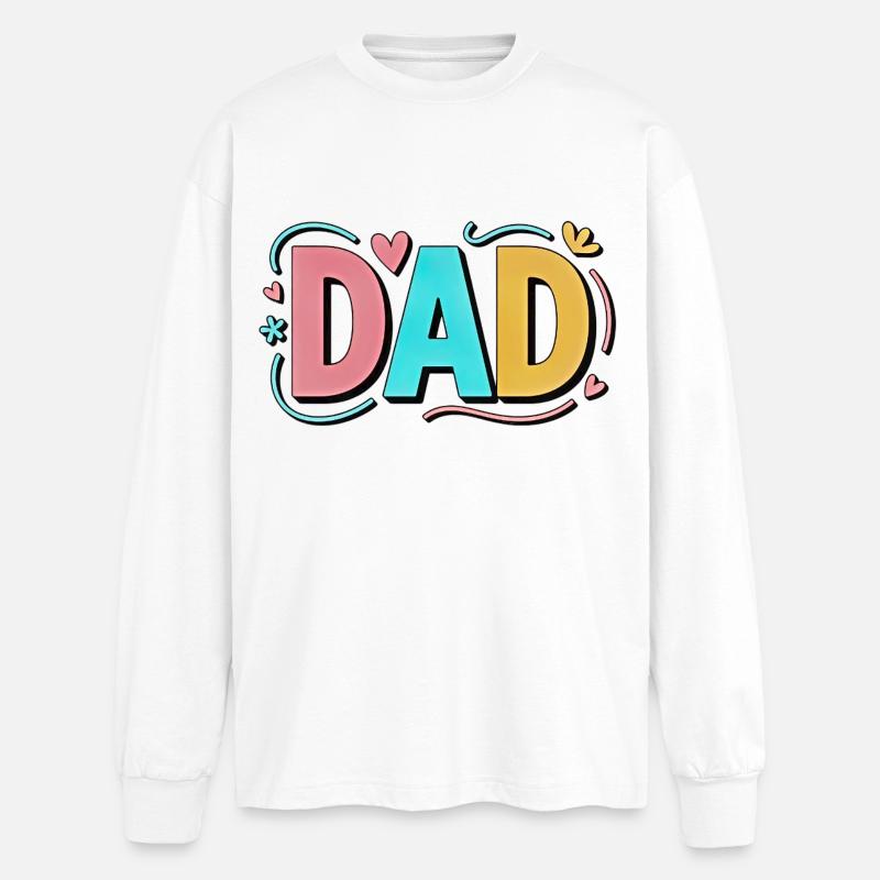 Pastel Gradient Dad Hearts Design - Oversized Long Sleeve T-Shirt - white