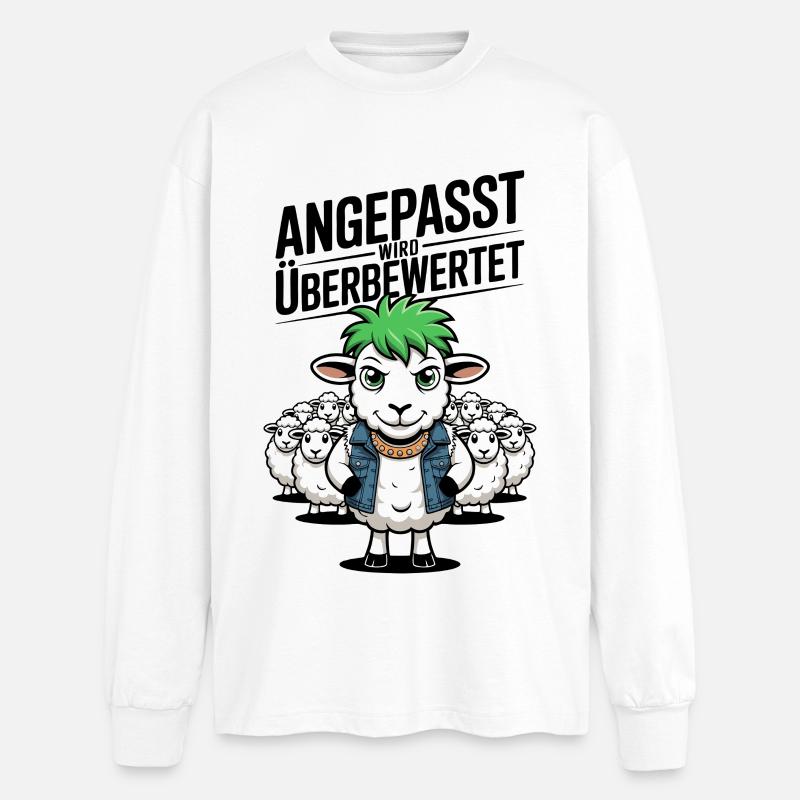Rebellious Sheep Non-Conformist Design - Oversized Long Sleeve T-Shirt - white