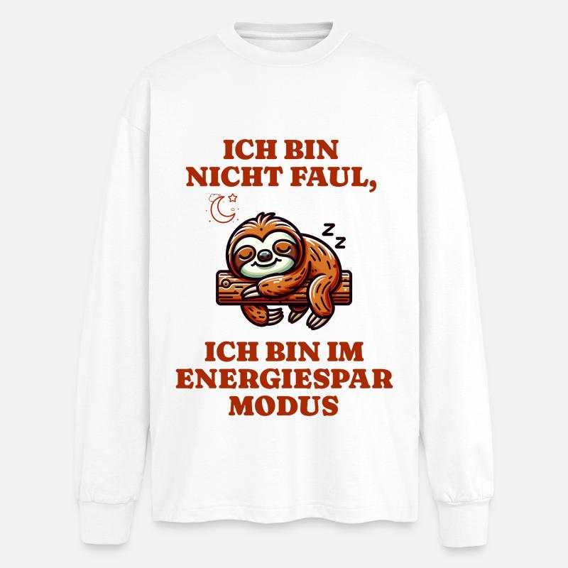 Sloth in power saving mode I'm not lazy - Oversized Long Sleeve T-Shirt - white