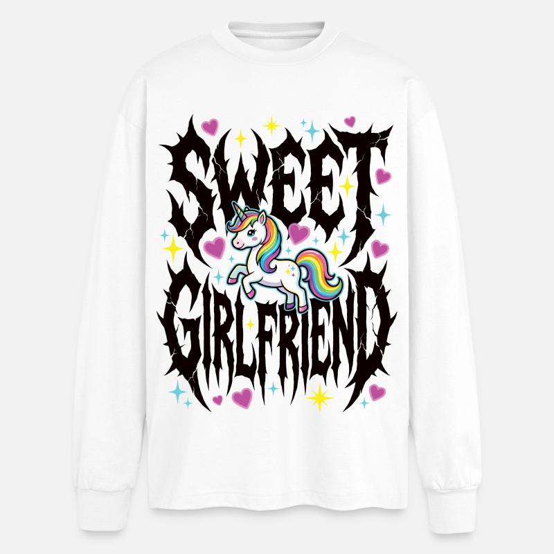 Freundin, Einhorn-Valentinstags-Paar - Oversized Langarmshirt - Weiß