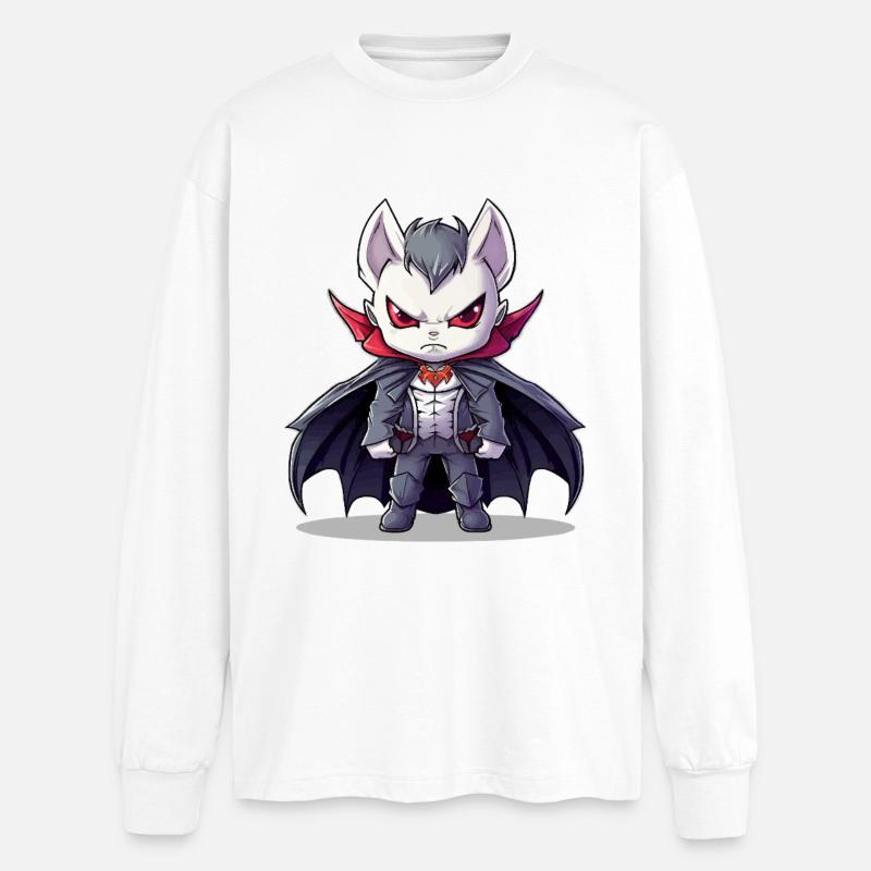 Chibi Vampir im Anzug mit Cape - Oversized Langarmshirt  - Weiß