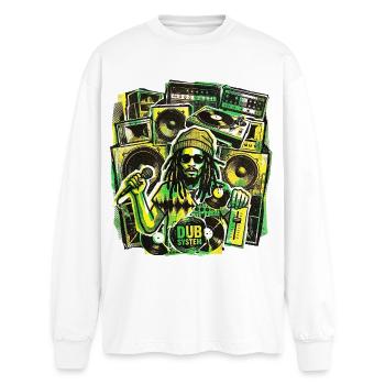Système de son Dub Reggae - T-shirt manches longues oversize - blanc - Devant - AI Model Male 185 light (185cm)