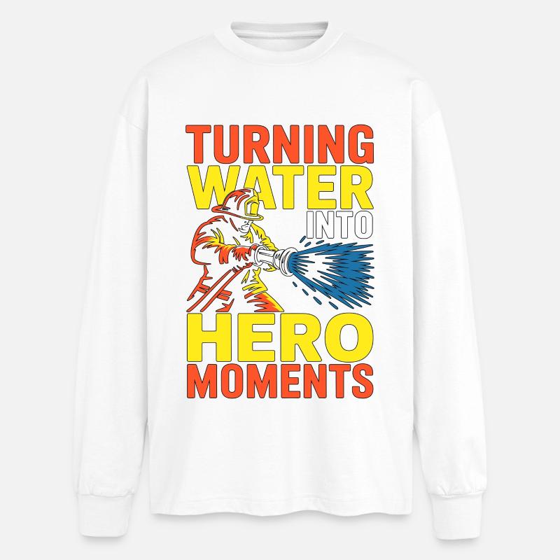 Fire Engineer Turning Water Into Hero Firefighting - Oversized Long Sleeve T-Shirt - white