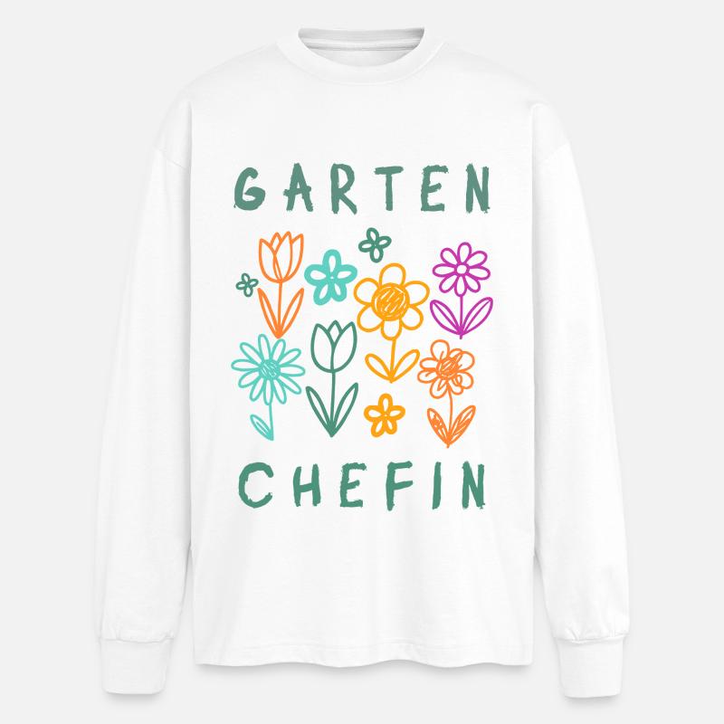 Garten Chefin Blumen Retro Design - Oversized Langarmshirt  - Weiß