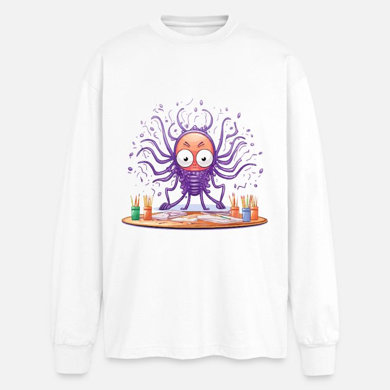 Creative Ink Octopus - T-shirt manches longues oversize - blanc